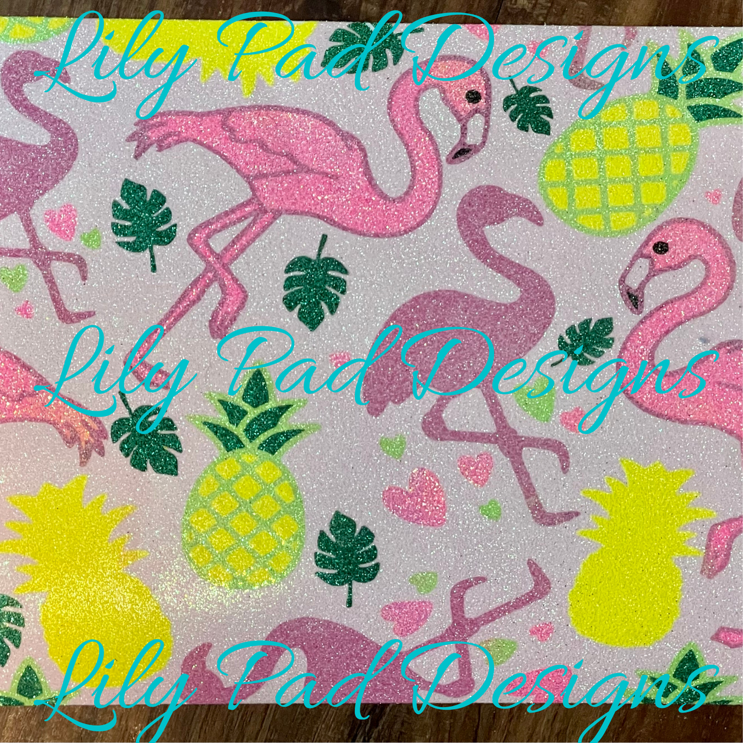 Pineapple and Flamingo Glitter Burst Tumbler