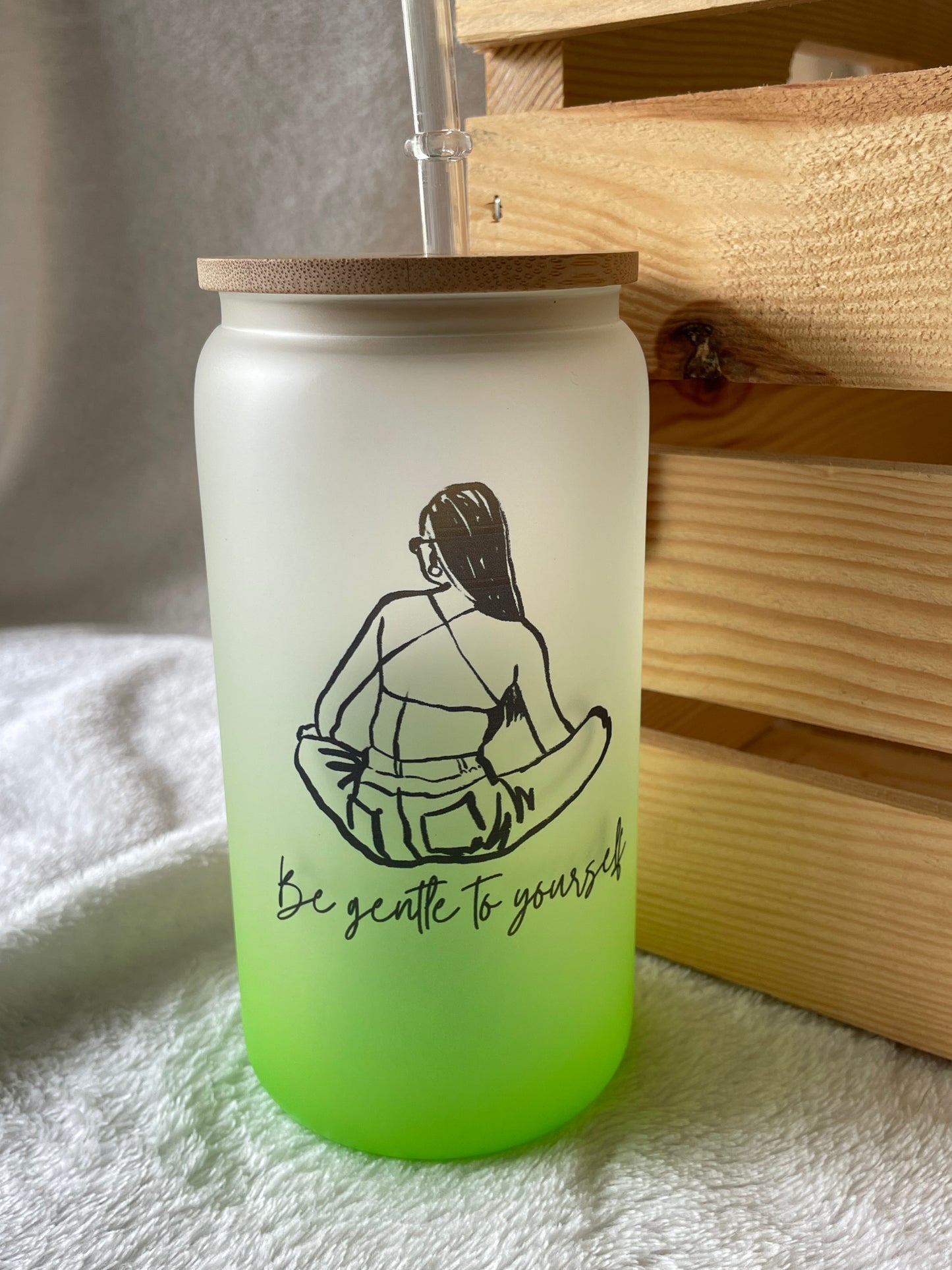 Be Gentle to Yourself 16 oz Glass Tumbler