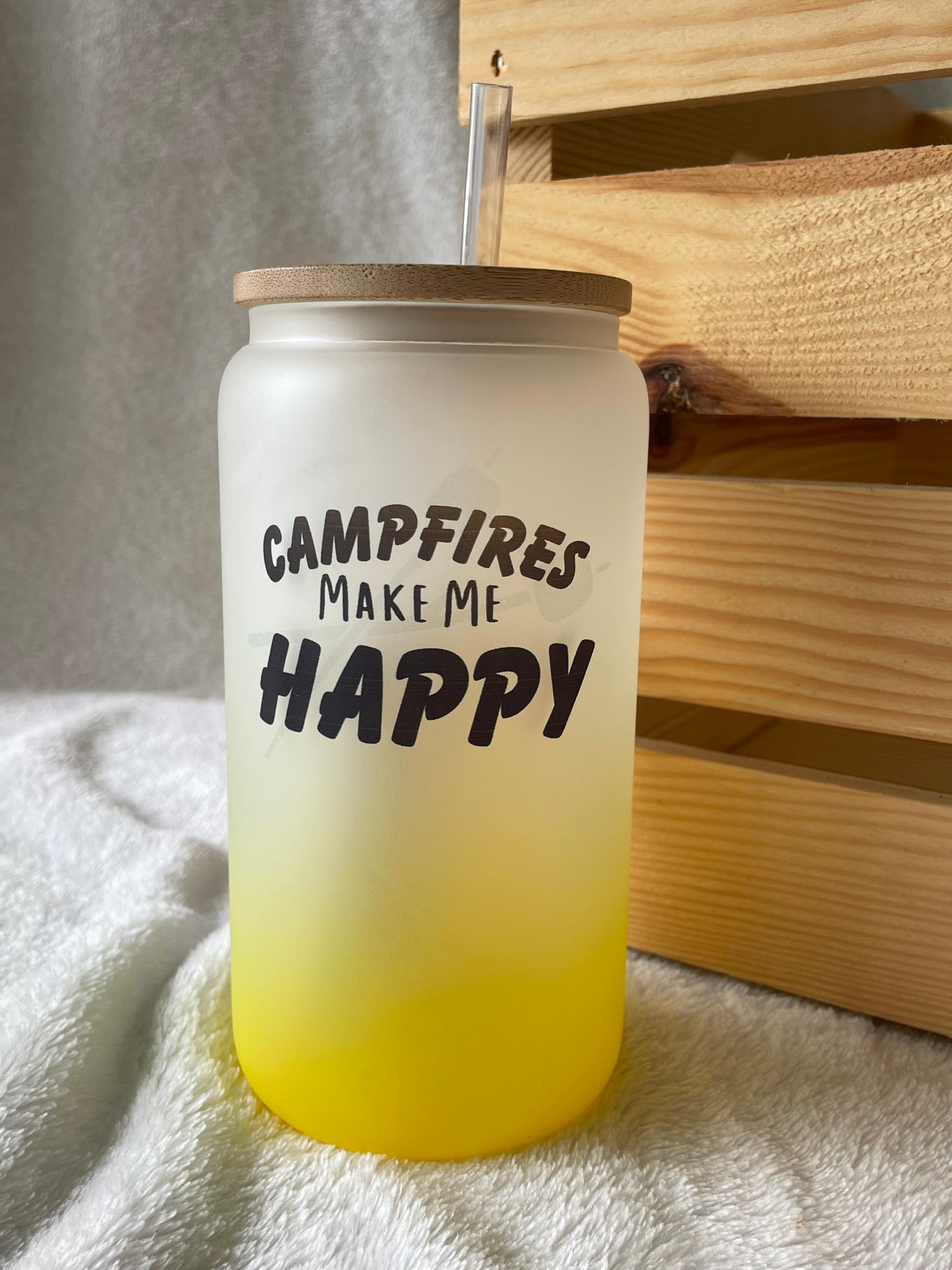 Campfires Make Me Happy 16 oz Glass Tumbler