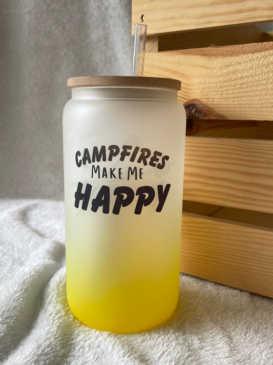 Campfires Make Me Happy 16 oz Glass Tumbler