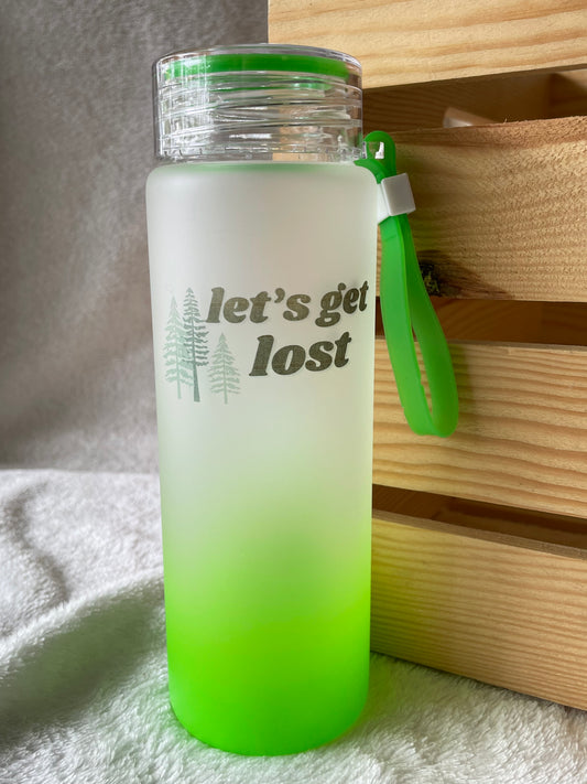 Let's Get Lost 17 oz Glass Water Bottle