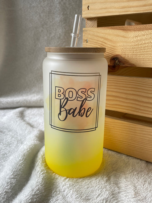 Boss Babe 16 oz Glass Tumbler