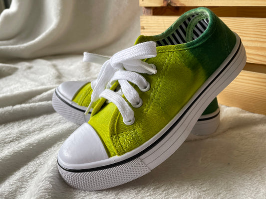 Green Gradient Dyed Children's Shoes