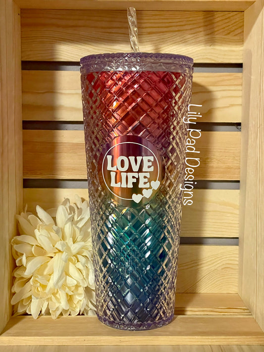 24 oz Crystal Love Life Tumbler