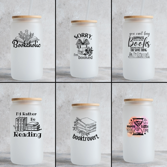 Book Themed 16 oz Glass Tumblers